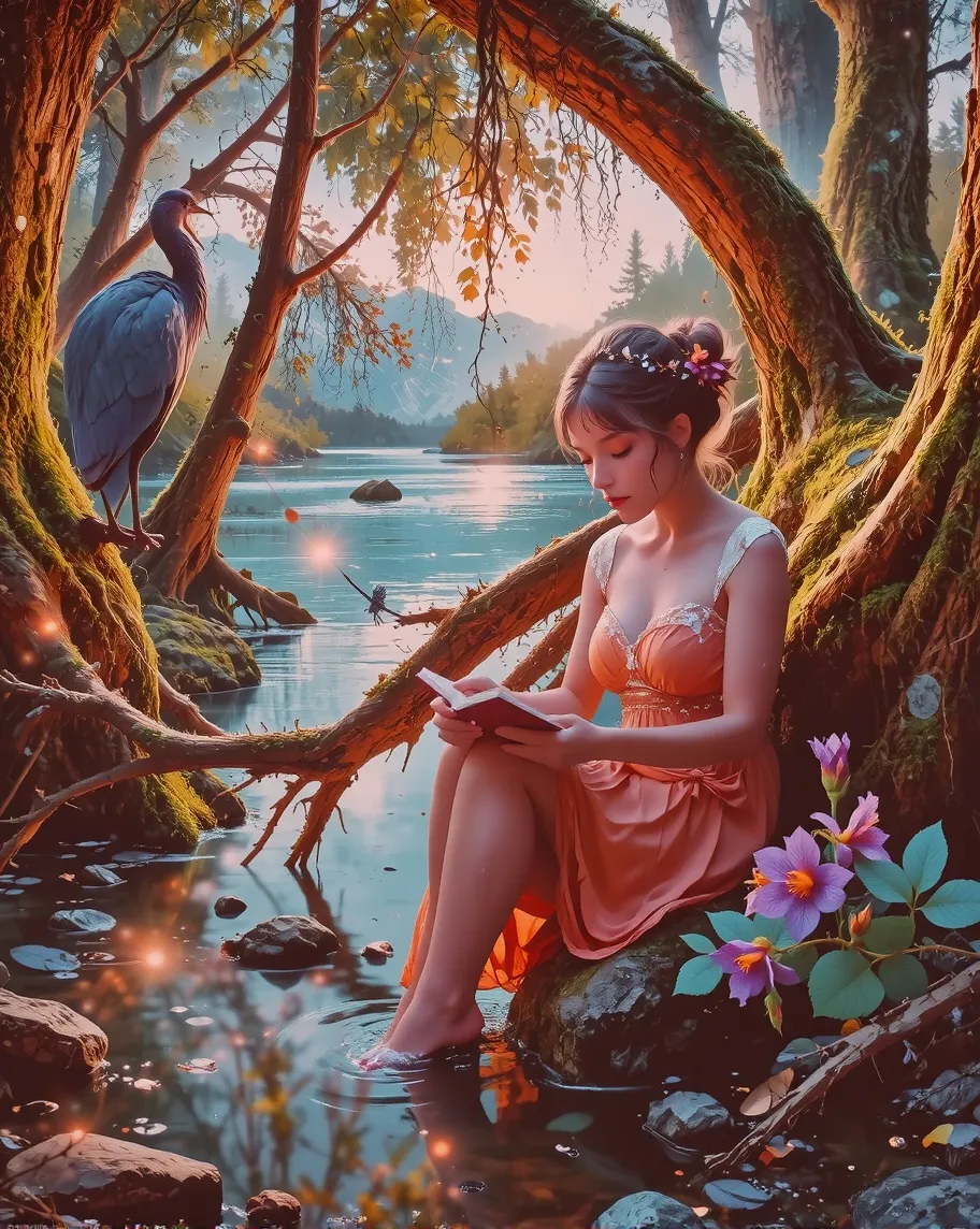 A contemplative, serene scene a - Free AI Photo Generator - starryai
