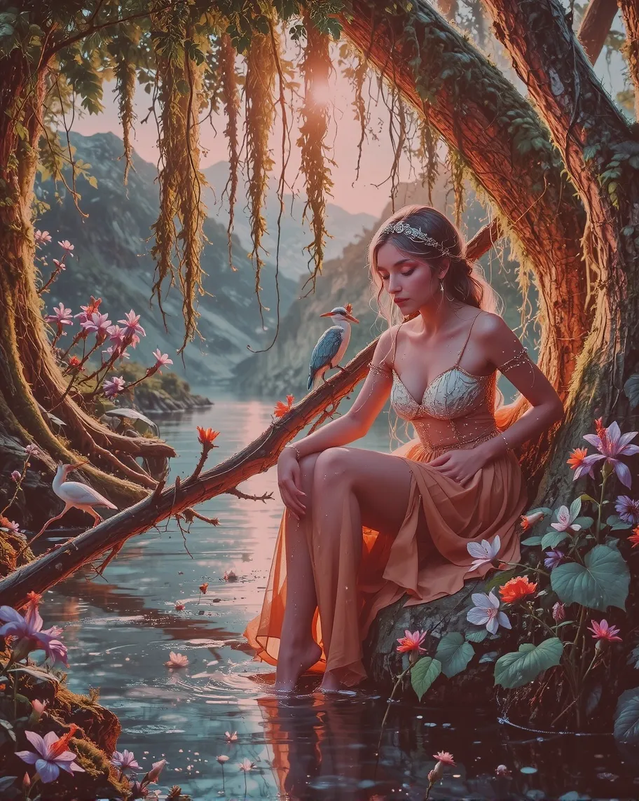 A contemplative, serene scene a - Free AI Photo Generator - starryai