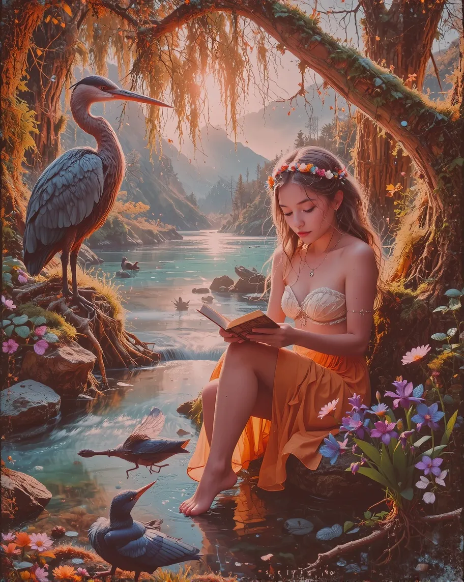 A contemplative, serene scene a - Free AI Photo Generator - starryai