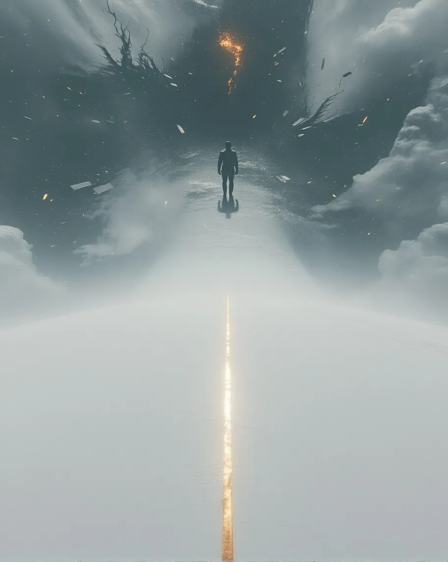 A lone figure stands at edge a - Free AI Photo Generator - starryai