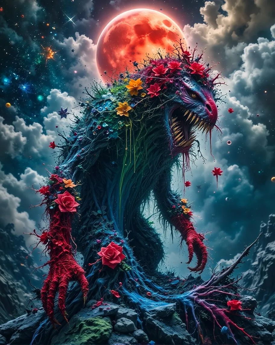 A monster paints its own Vivid - Free AI Photo Generator - starryai