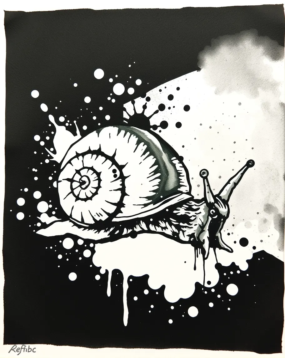 Snail Ink Ink splatter art a snail - Free AI Photo Generator - starryai