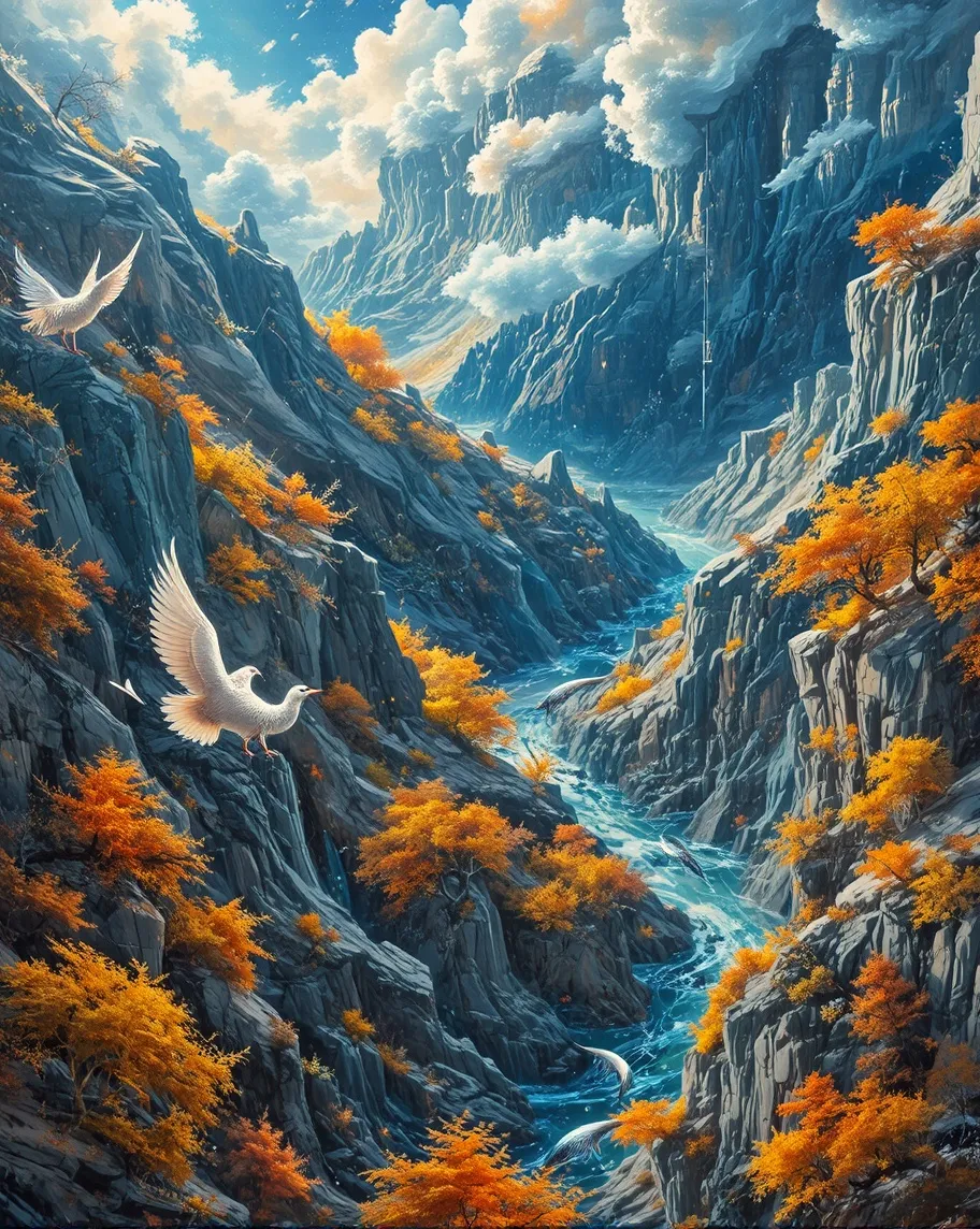 Colors crash like wild rivers a - Free AI Photo Generator - starryai