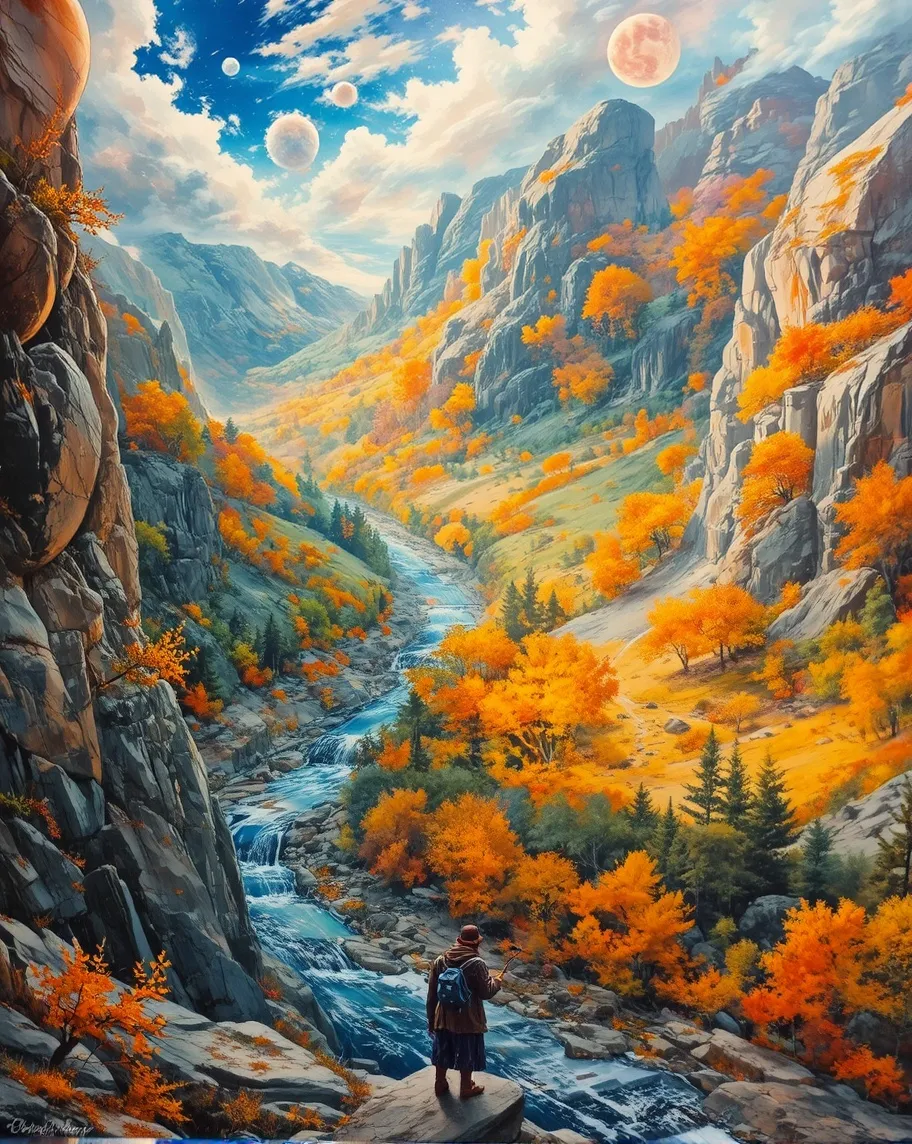 Colors crash like wild rivers a - Free AI Photo Generator - starryai