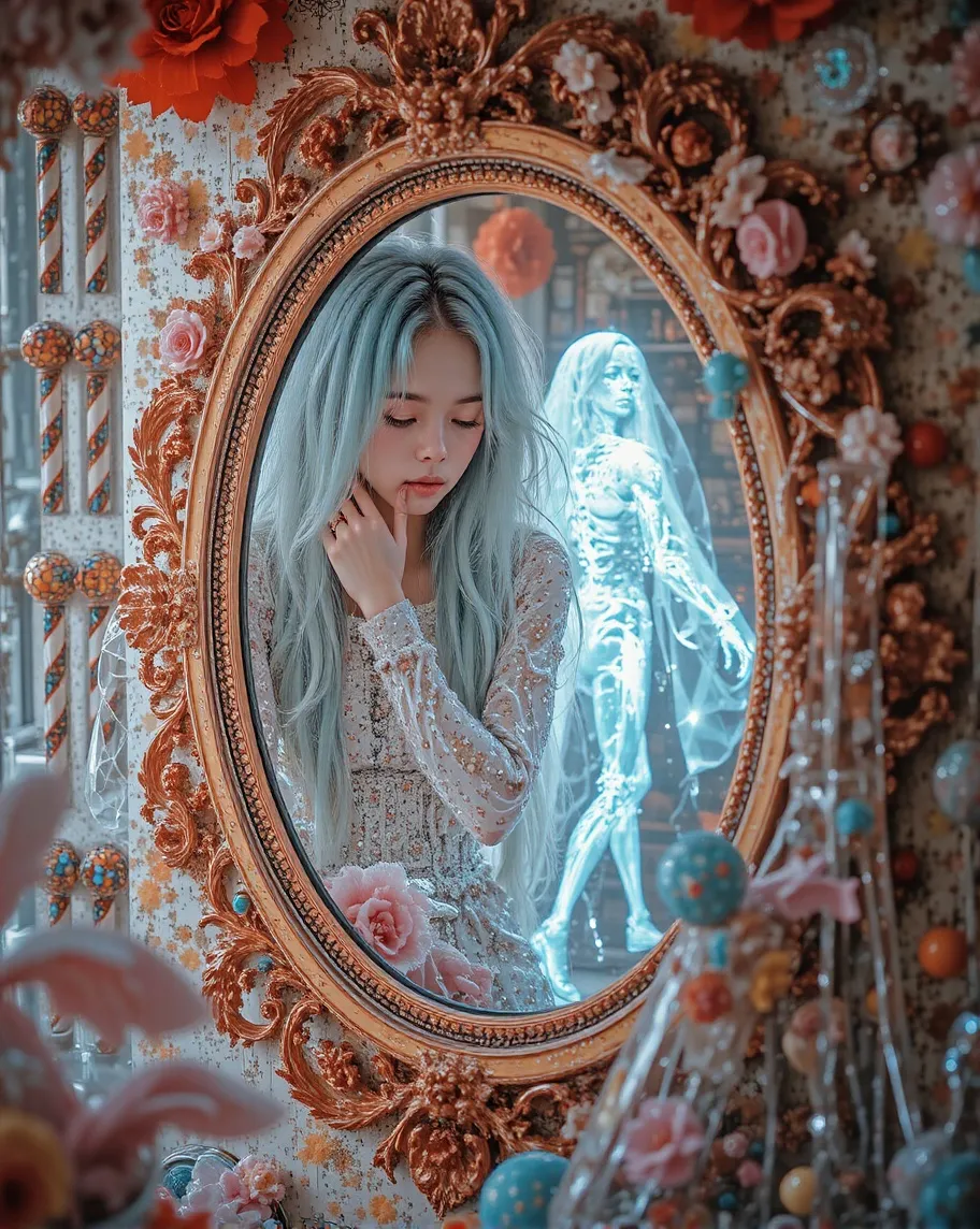 a young woman a candy shop framed - Free AI Photo Generator - starryai