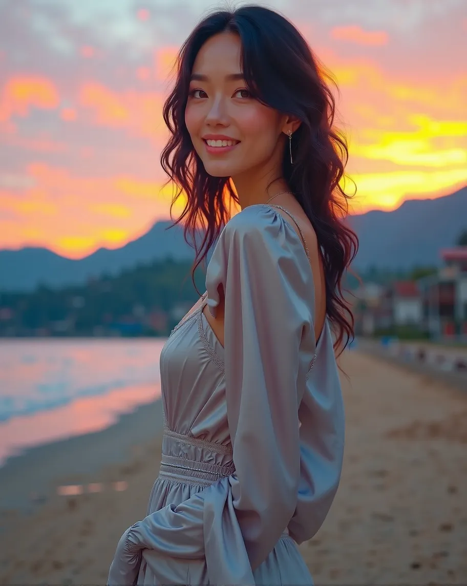 A stunning, smiling woman a long - Free AI Photo Generator - starryai