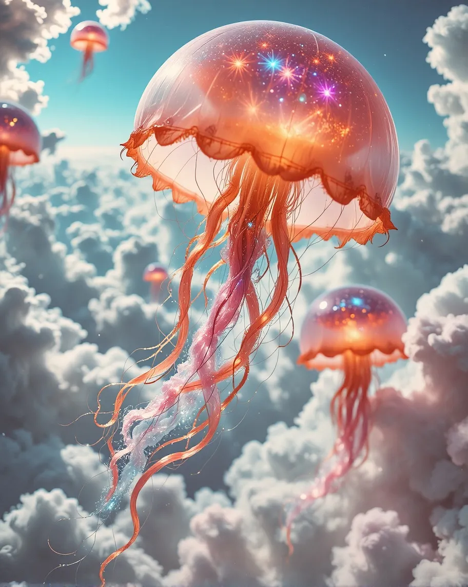 A Floating Jellyfish Garden drift - Free AI Photo Generator - starryai