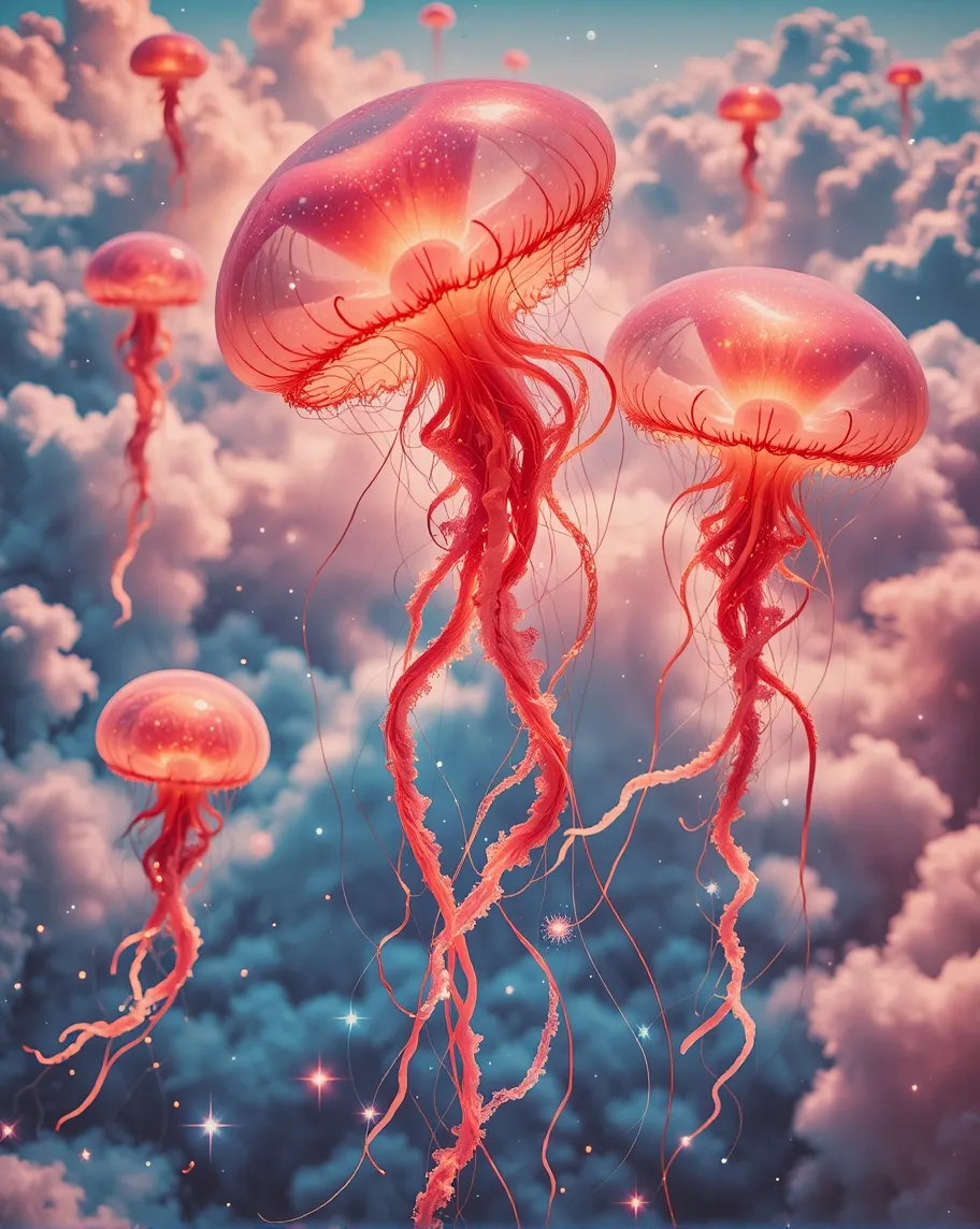A Floating Jellyfish Garden drift - Free AI Photo Generator - starryai