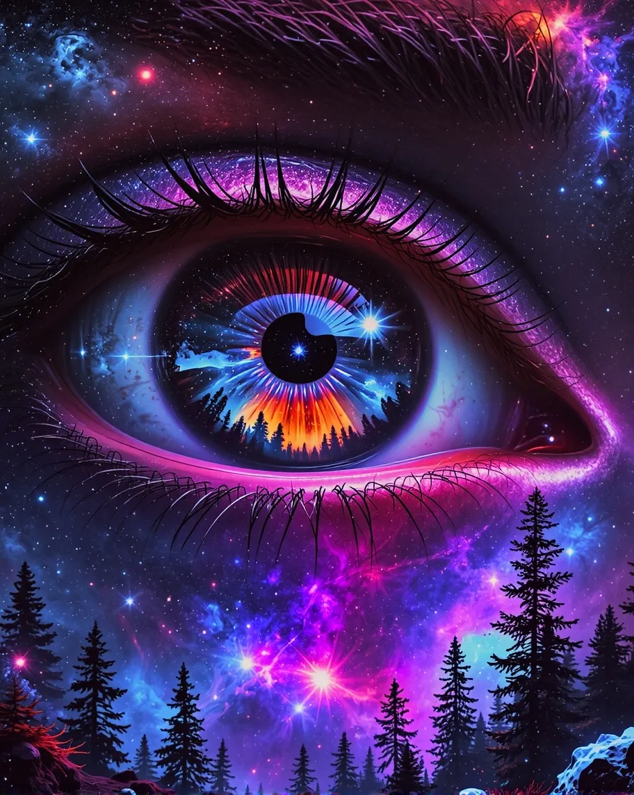 Galaxy Eye a forest star, - Free AI Photo Generator - starryai