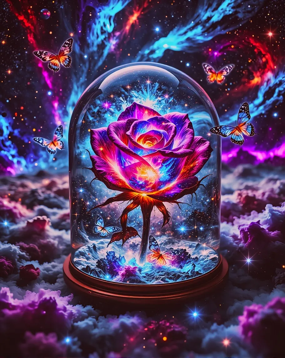 “A radiant crystal rose encased - Free AI Photo Generator - starryai