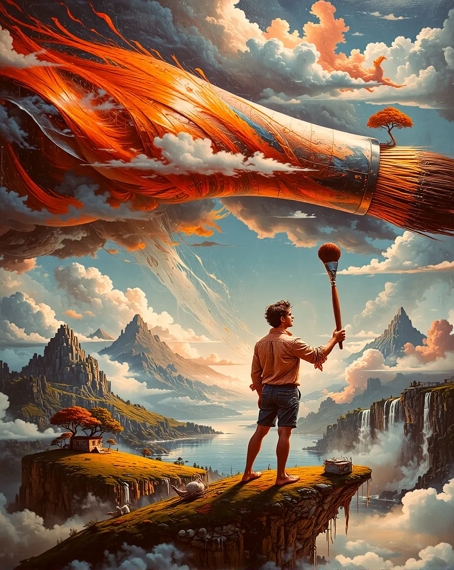 “Living on a Brush – Painted into - Free AI Photo Generator - starryai