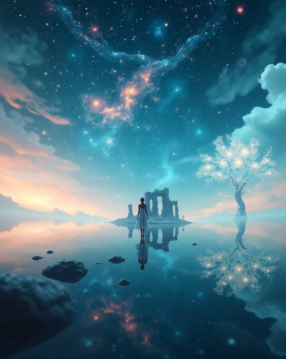 A lone figure stands at edge a - Free AI Photo Generator - starryai