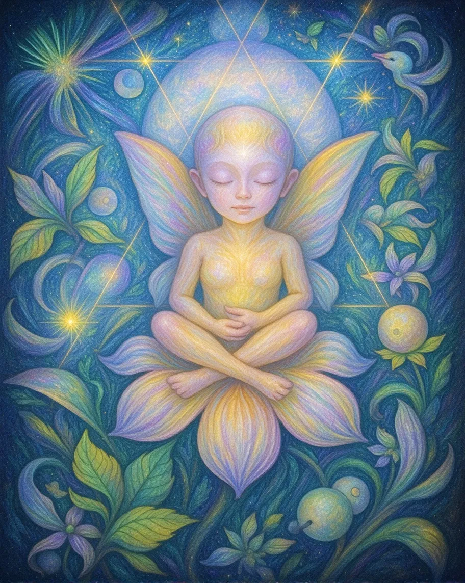 Cute fairy sitting on flower - Free AI Photo Generator - starryai