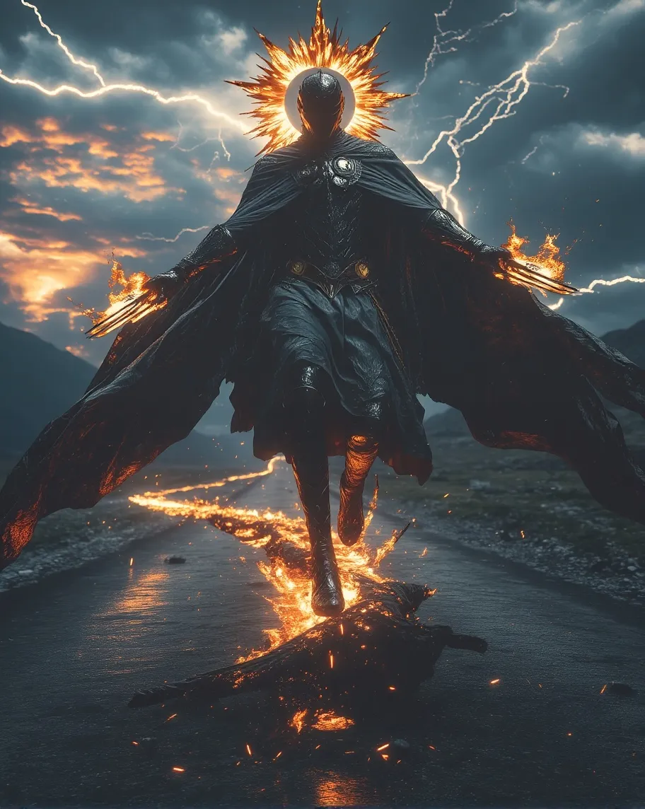 A Black warrior a halo fire a a - Free AI Photo Generator - starryai