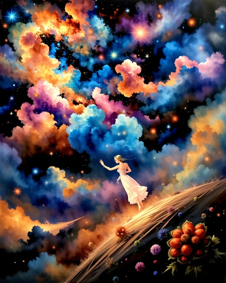 colorful, galaxies swirling sky, - Free AI Photo Generator - starryai