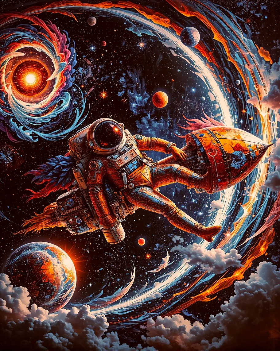 A surreal astronaut drifts deep - Free AI Photo Generator - starryai