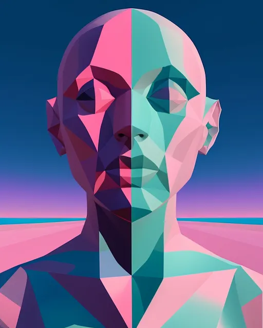 Pink alien polygonal ufo - Free AI Photo Generator - starryai