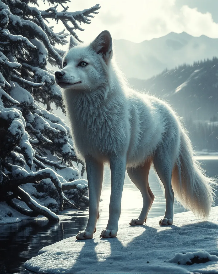 digital painting a white fox fur, - Free AI Photo Generator - starryai