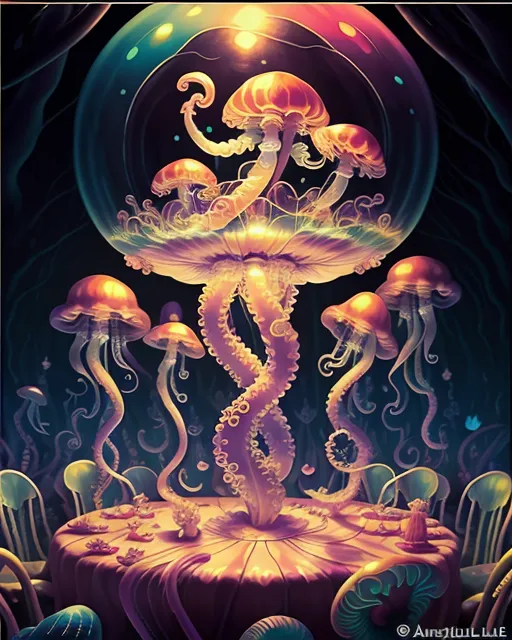 Surreal jellyfish soirée magical - Free AI Photo Generator - starryai