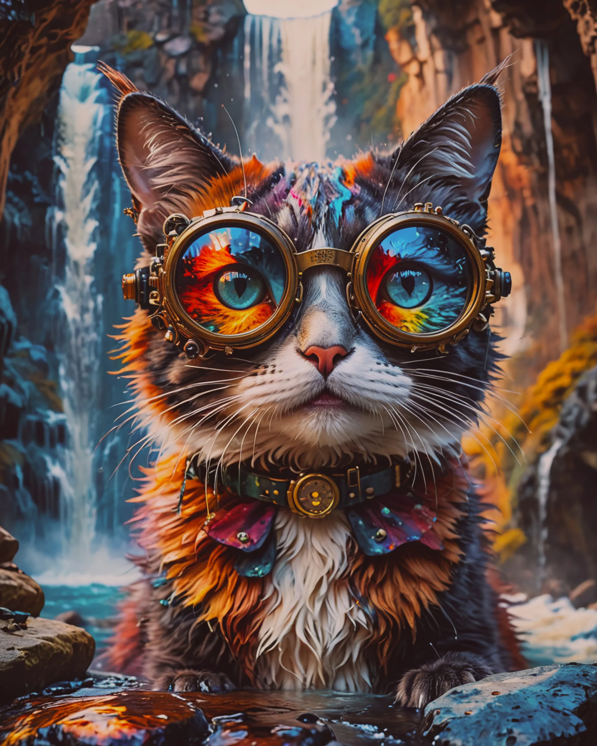 A curious cat wearing oversized - Free AI Photo Generator - starryai