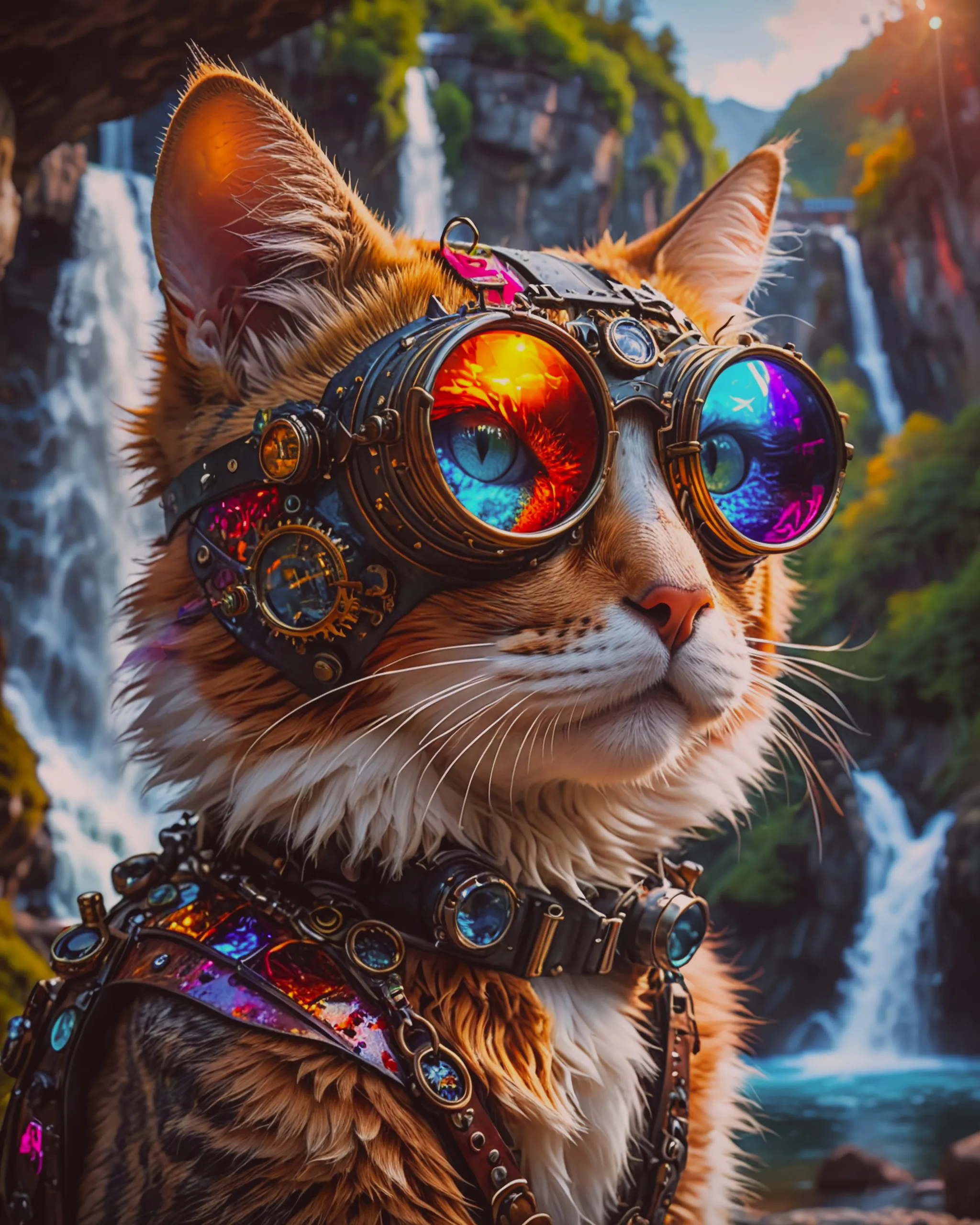 A curious cat wearing oversized - Free AI Photo Generator - starryai