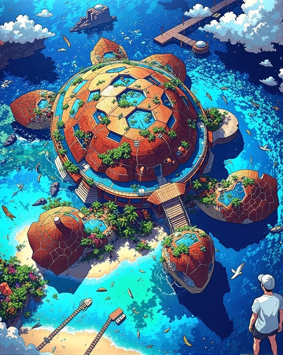 Turtle Island Resort A tropical - Free AI Photo Generator - starryai