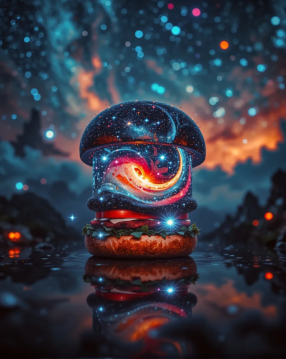 Starry Galaxy Shape A Hamburger, - Free AI Photo Generator - starryai
