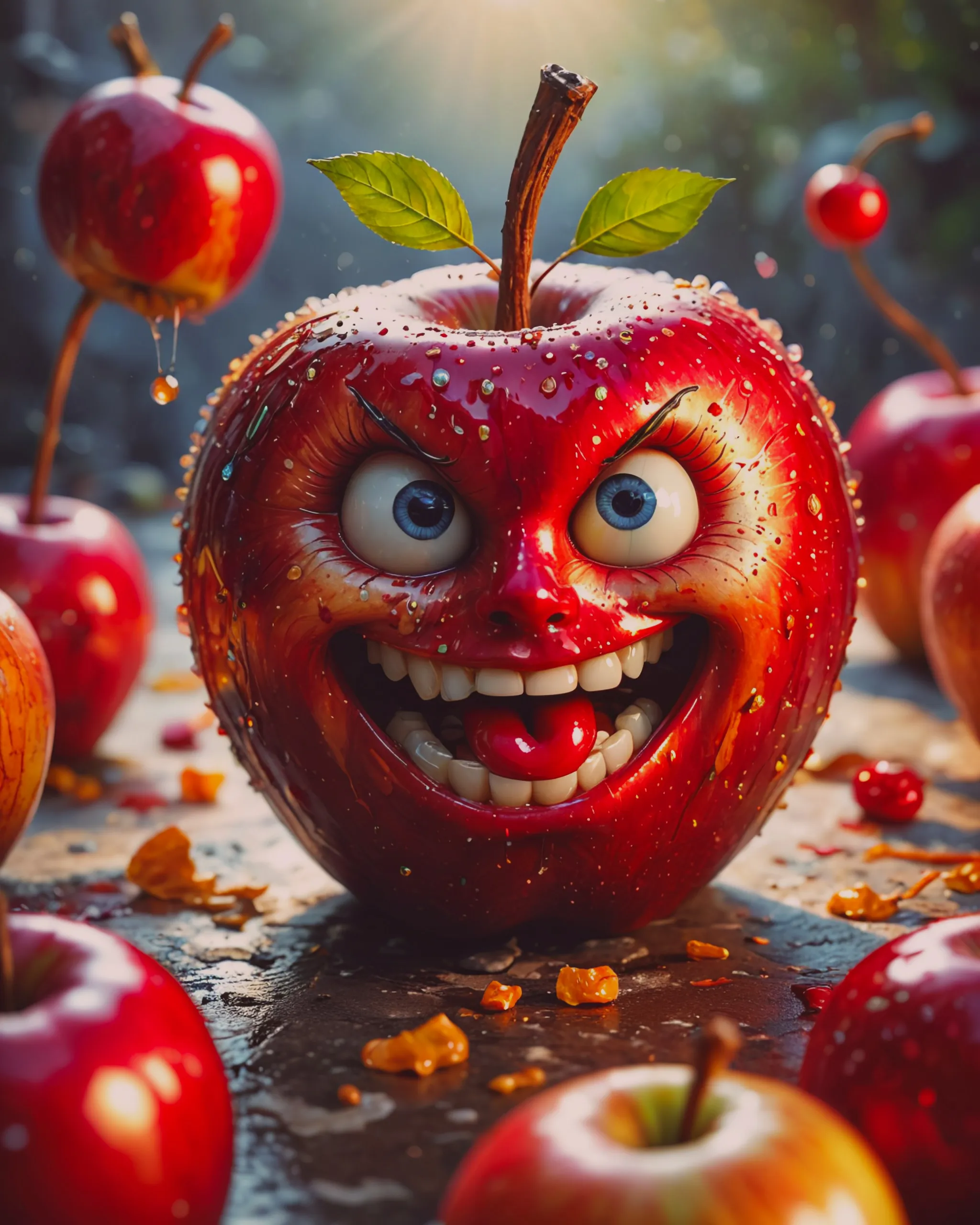 Angry Candy Apples, masterpiece:, - Free AI Photo Generator - starryai