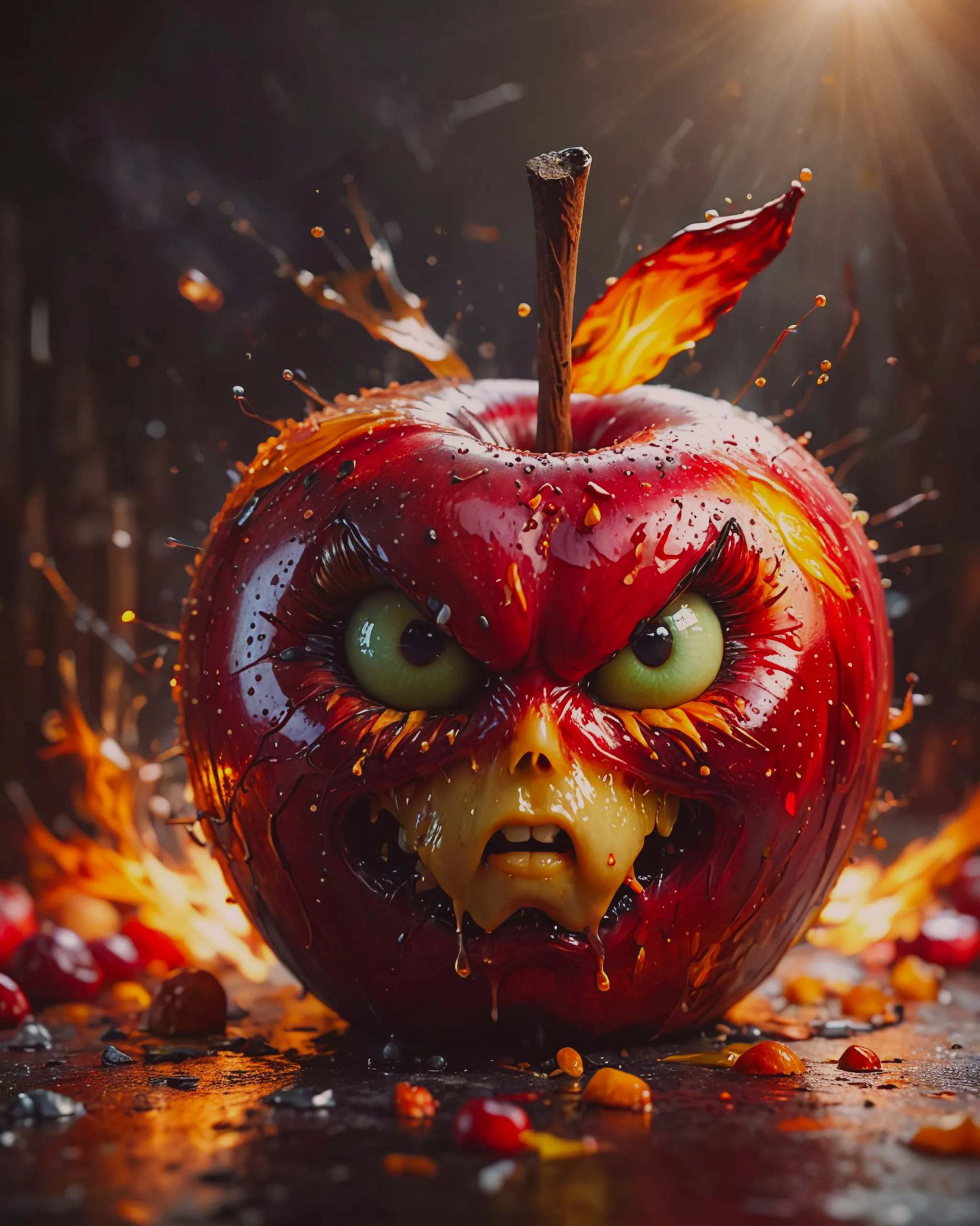 Angry Candy Apples, masterpiece:, - Free AI Photo Generator - starryai