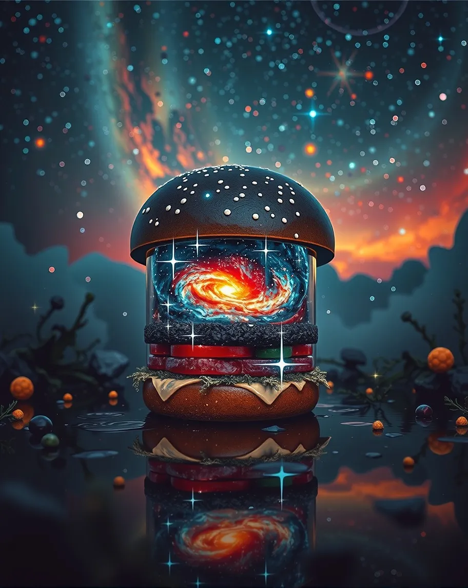 Starry Galaxy Shape A Hamburger, - Free AI Photo Generator - starryai