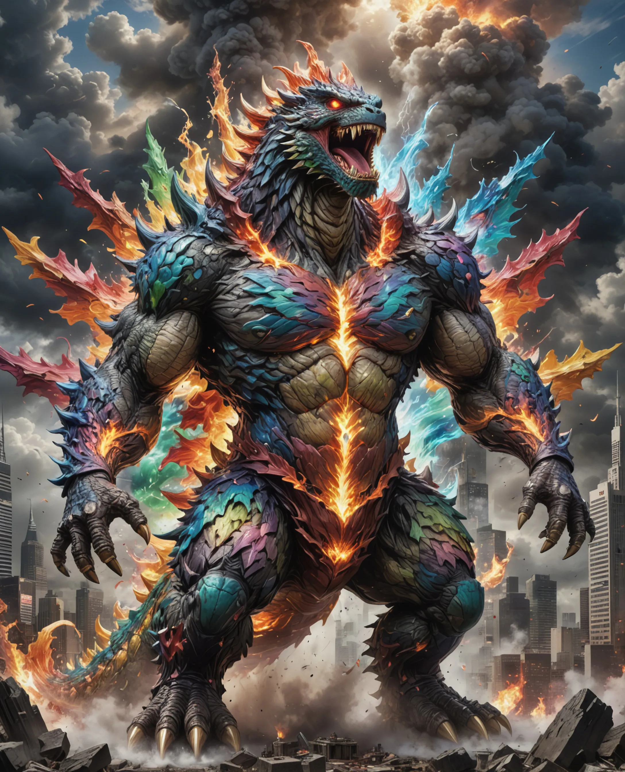 Low Quality Exploding Godzilla Exploding Godzilla. - Free AI Photo Generator - starryai