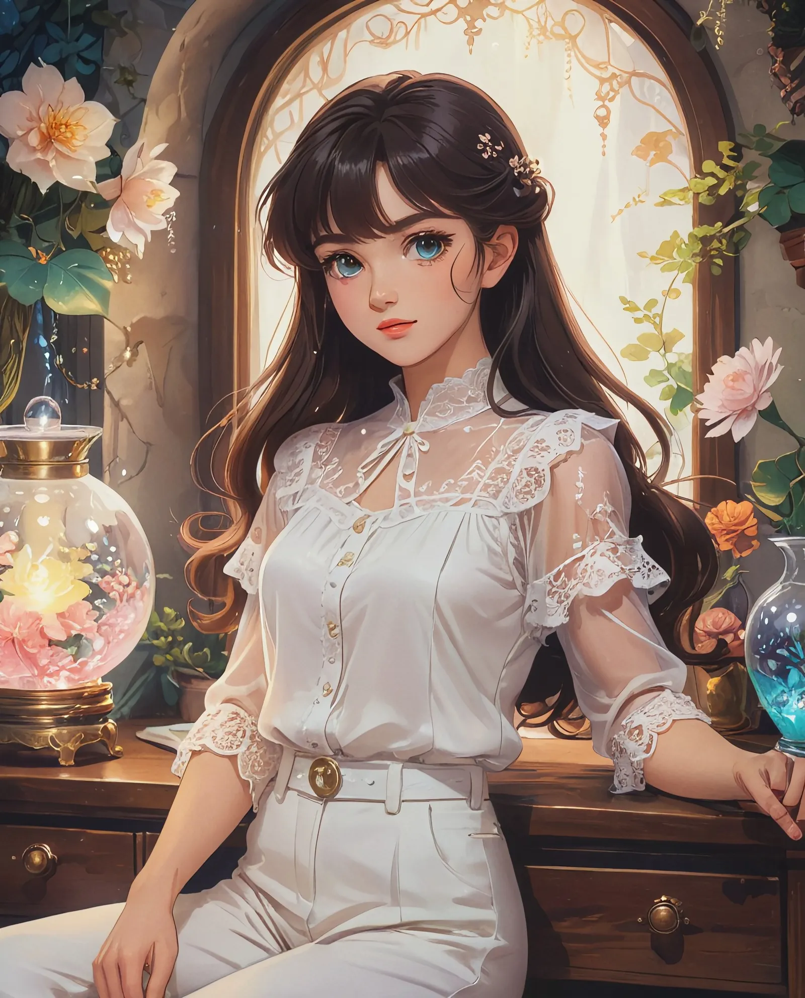 A graceful young woman light a - Free AI Photo Generator - starryai