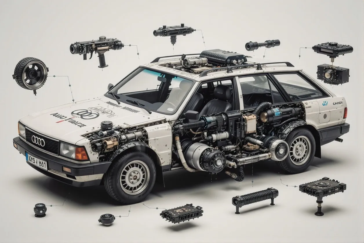 'a technical exploded view a Audi - Free AI Photo Generator - starryai