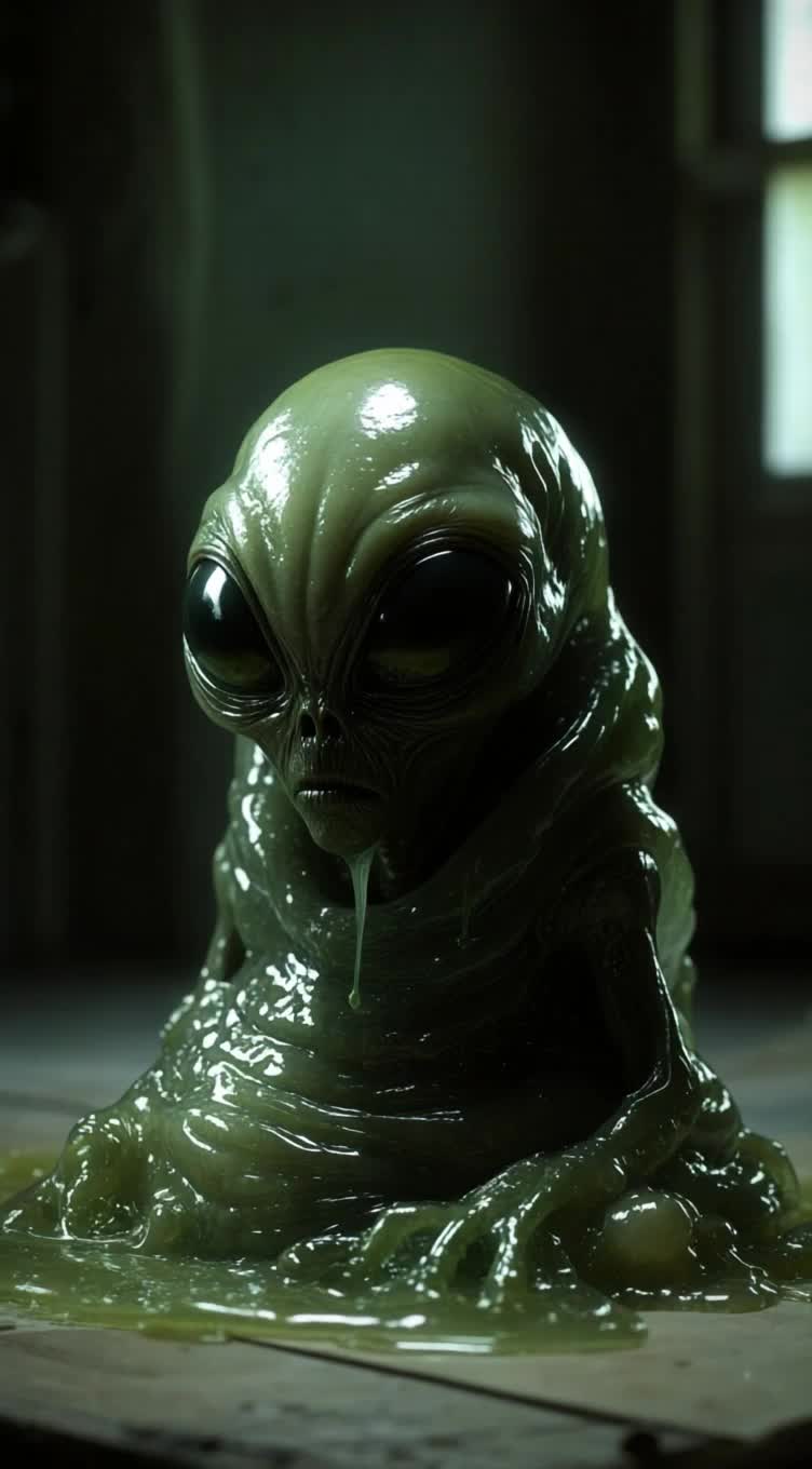 Dark green sticky slimey alien my - Free AI Photo Generator - starryai