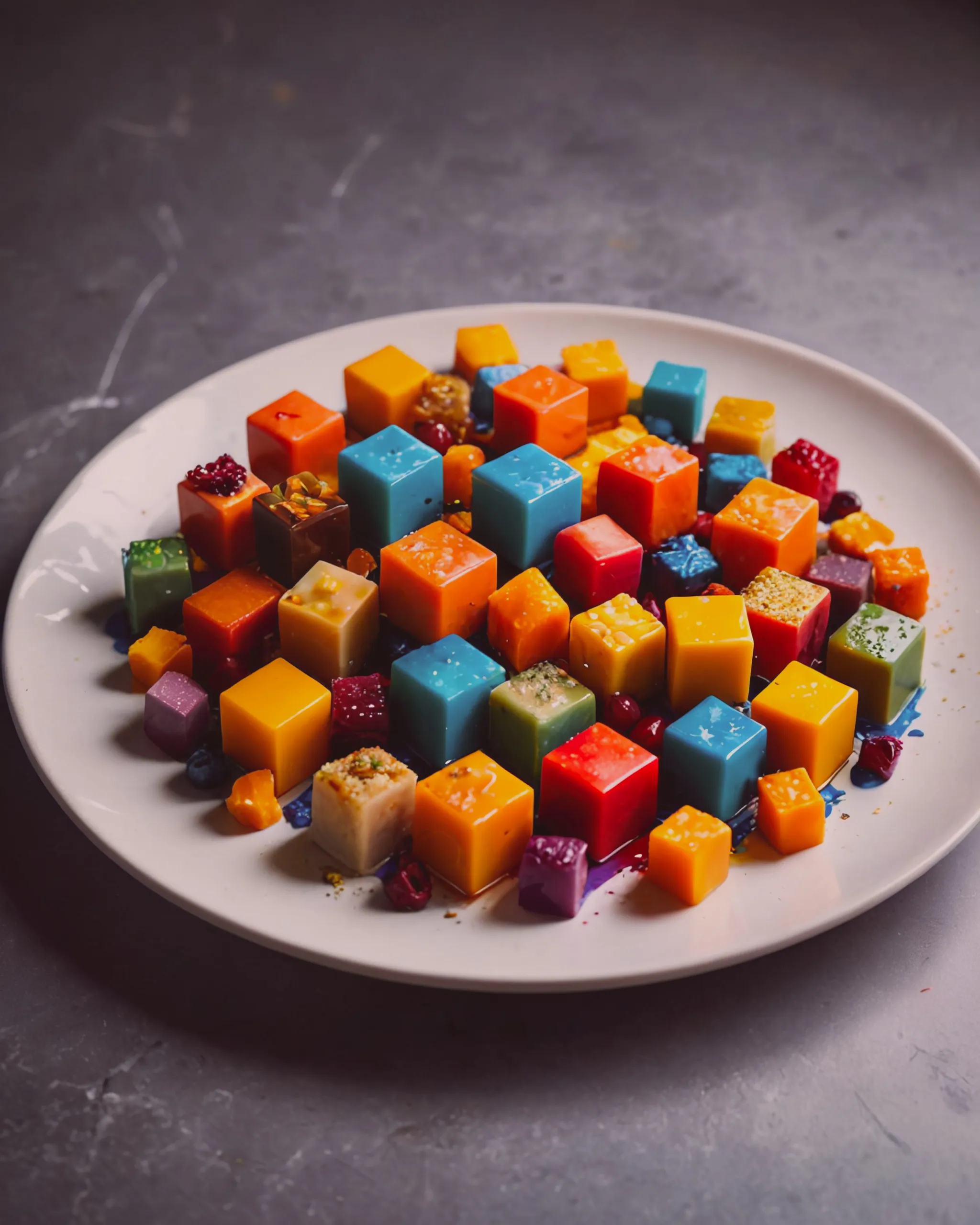 Cube Food Examples a plate food cubes, a meal cubes, - Free AI Photo Generator - starryai