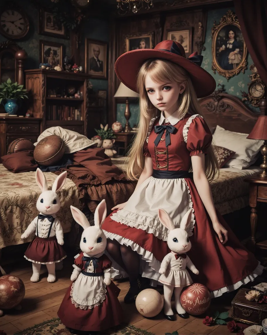 alice rabbits on floor their long - Free AI Photo Generator - starryai