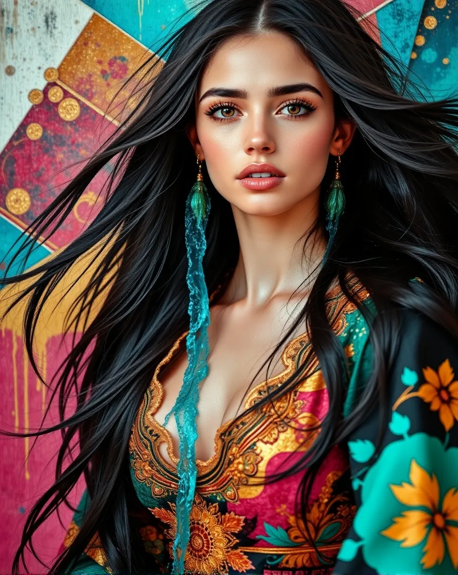 digital painting a woman flowing - Free AI Photo Generator - starryai
