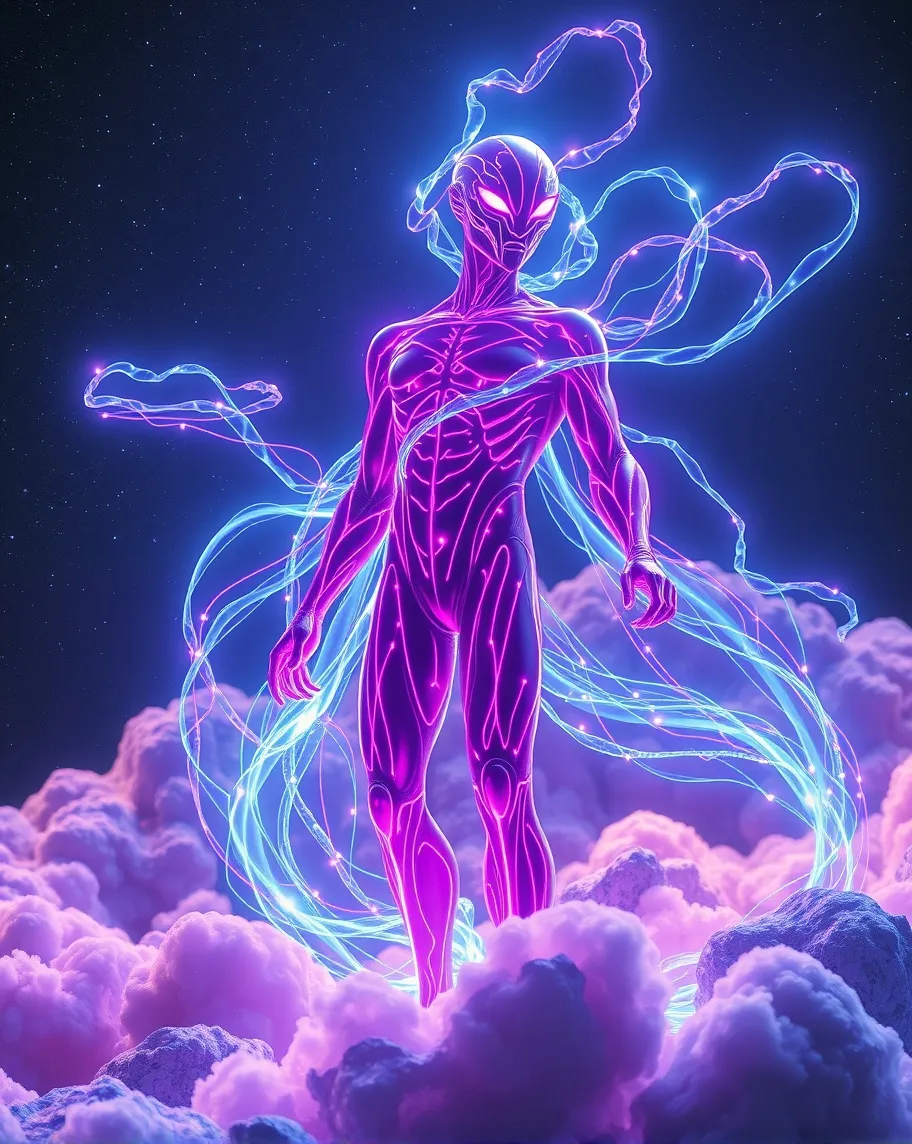 3D rendering a humanoid alien set - Free AI Photo Generator - starryai