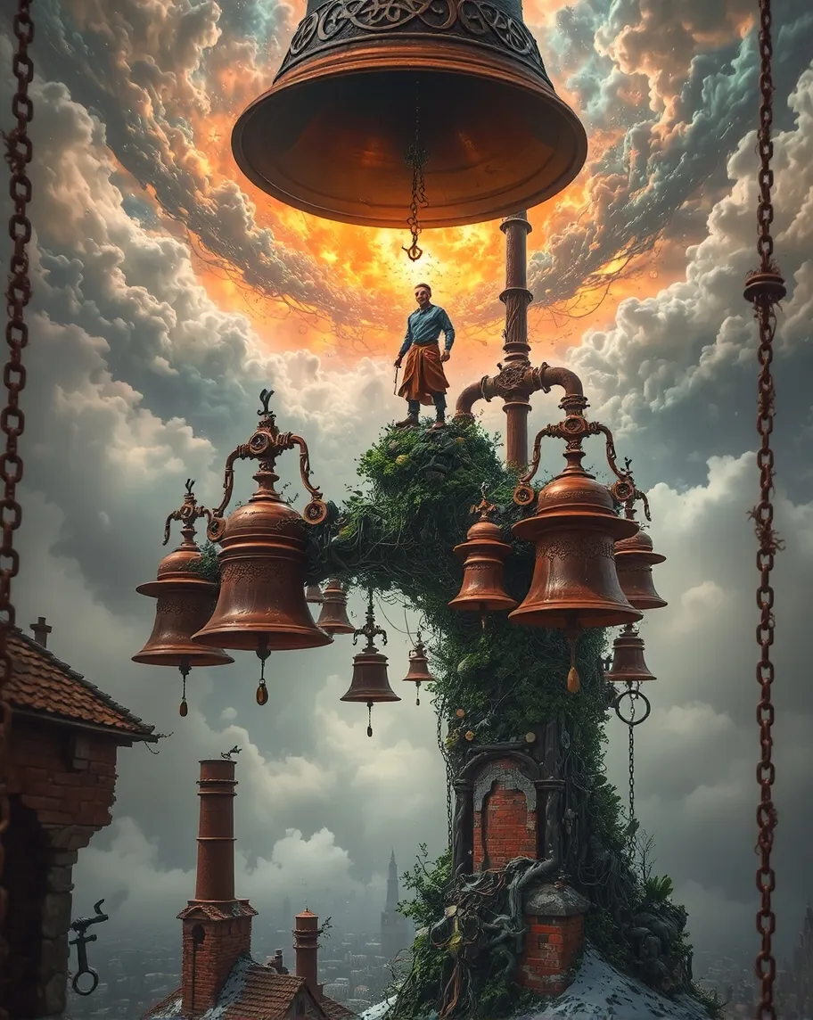 Colossal Bell High Relief Trompe L'oeil A clad - Free AI Photo Generator - starryai