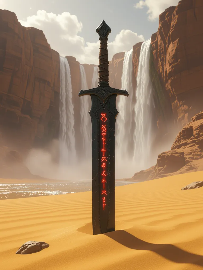 A legendary black sword standing - Free AI Photo Generator - starryai