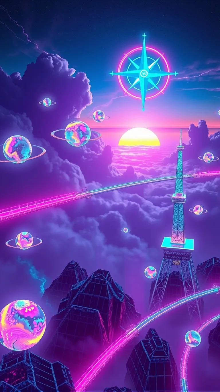Neon Echoes Between Distances 2 - Free AI Photo Generator - starryai