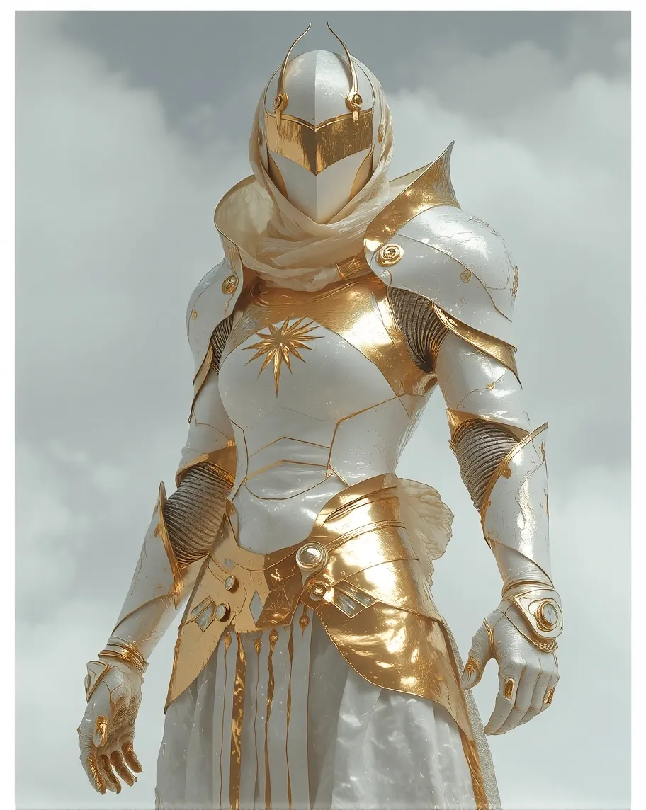 A female knight, covered a mix - Free AI Photo Generator - starryai