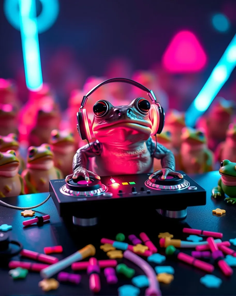 A flashy portrait a toad rocking - Free AI Photo Generator - starryai