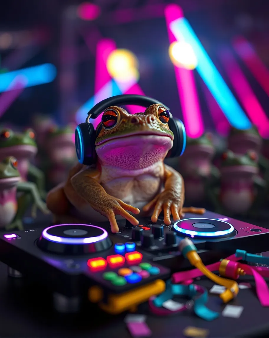 A flashy portrait a toad rocking - Free AI Photo Generator - starryai
