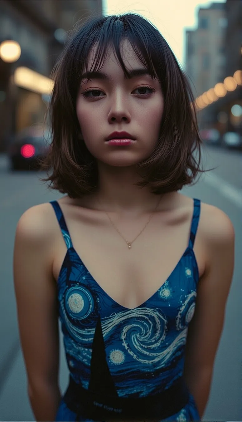 Portrait a young woman brunette - Free AI Photo Generator - starryai