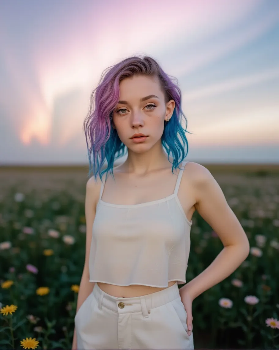 It shows a young woman a colorful - Free AI Photo Generator - starryai