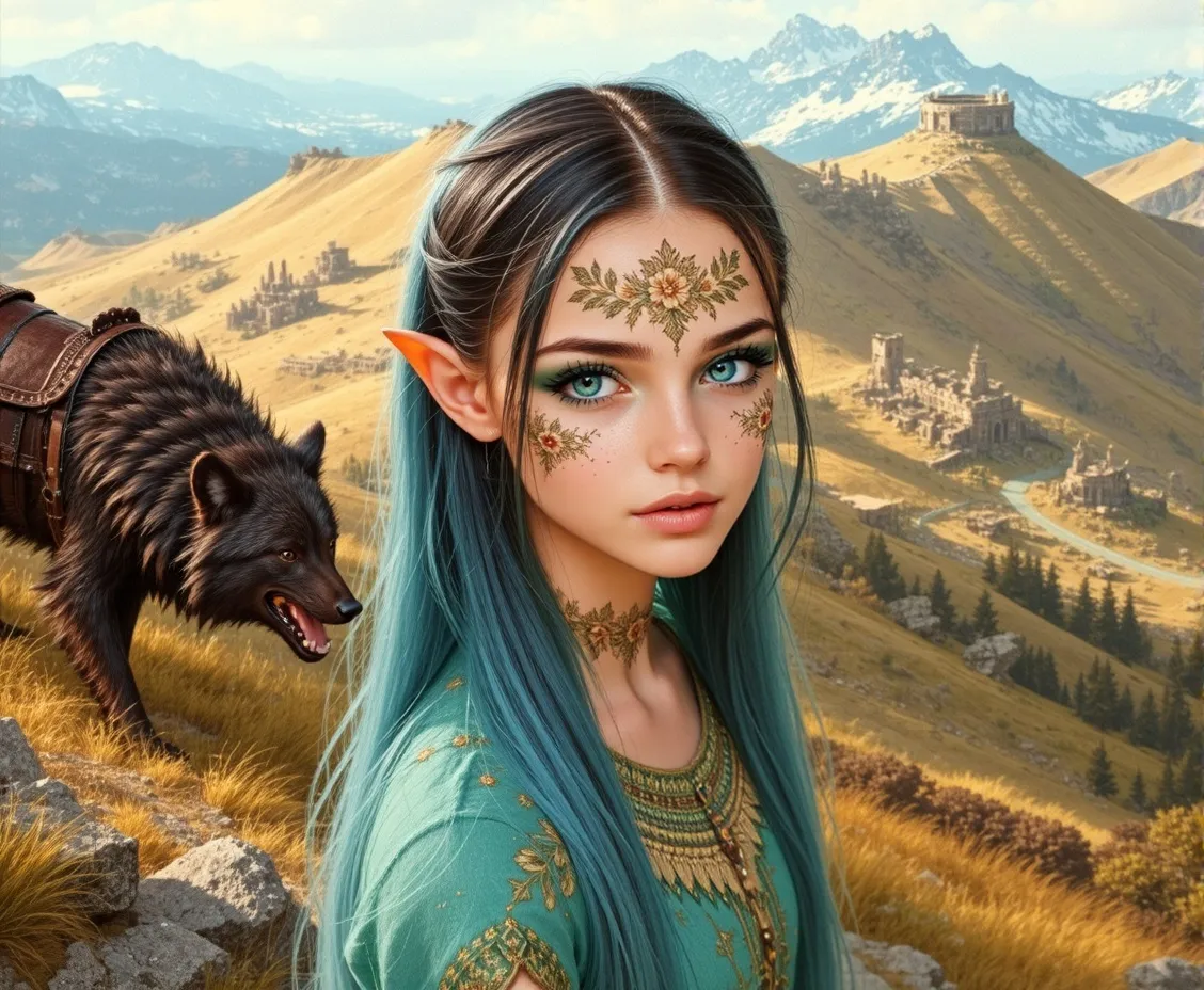 High elf sorceress standing a - Free AI Photo Generator - starryai