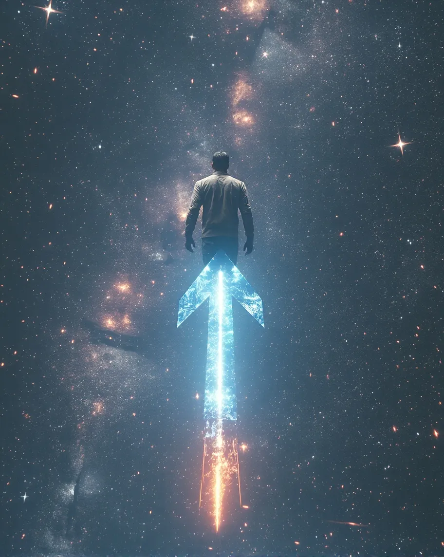 Shooting off into galaxy on back - Free AI Photo Generator - starryai