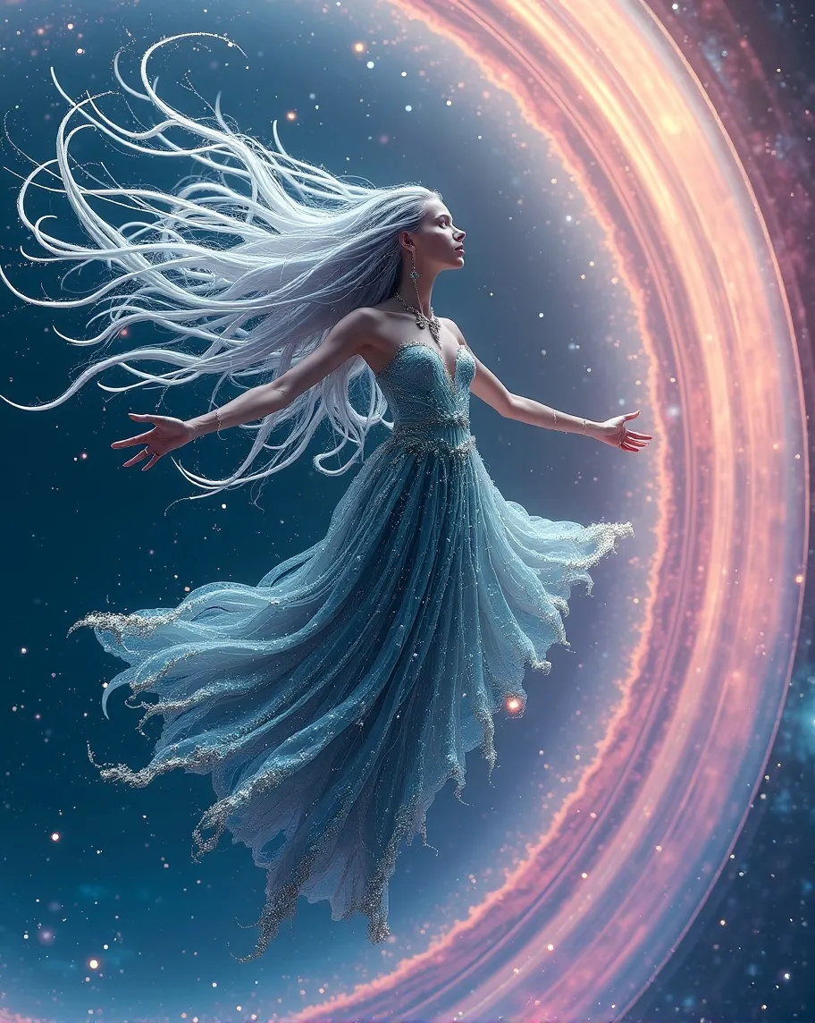 A celestial fairy long, flowing - Free AI Photo Generator - starryai
