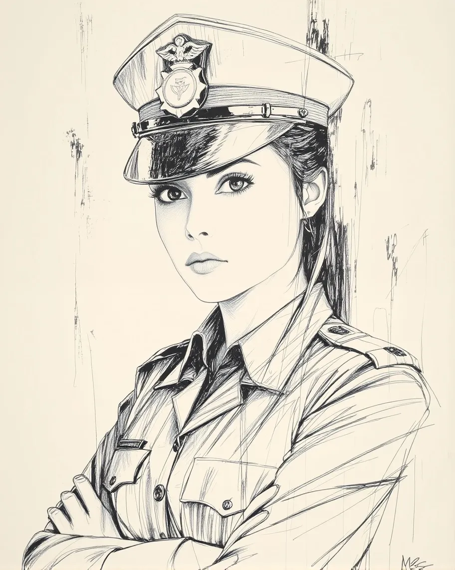 A rough pencil sketch a police on - Free AI Photo Generator - starryai